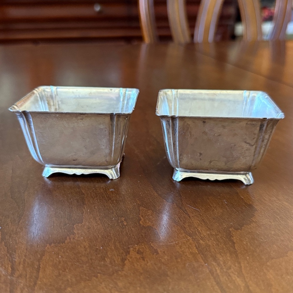 Antique Silver Plated Catchall Dessert Cups Nut Bowls Salt Sellars Set of 2